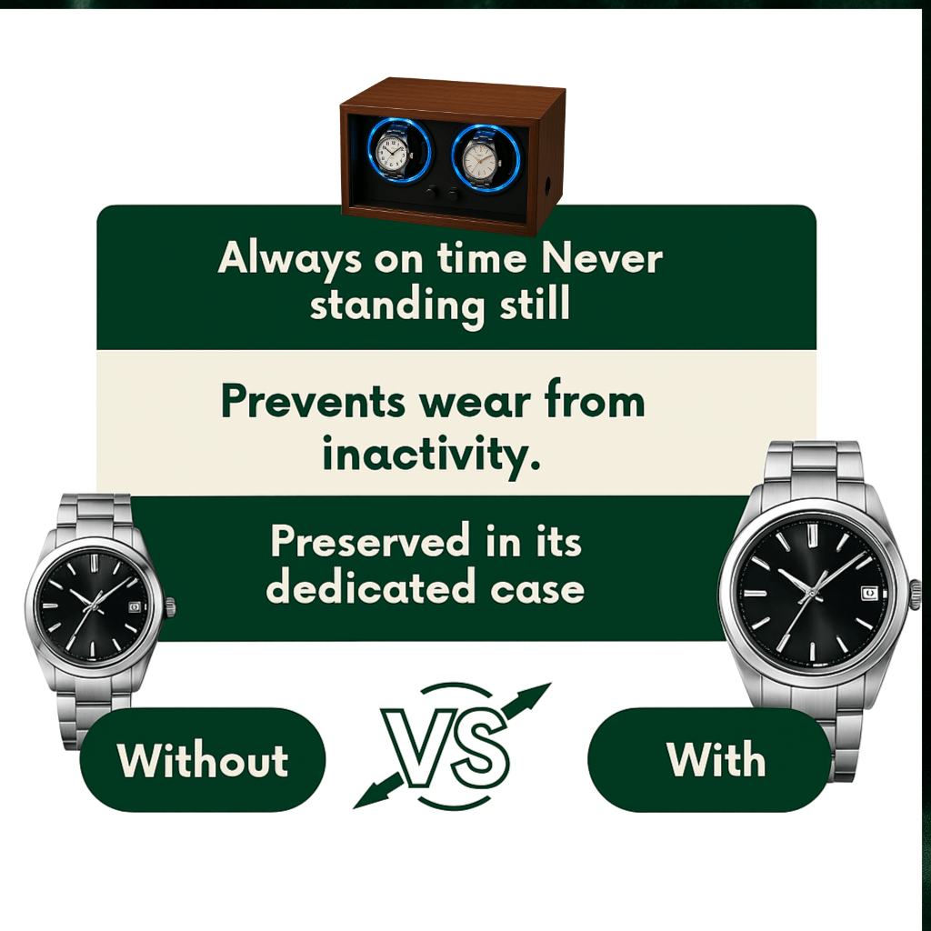 Wooden Dual Watch Winder with LED Light  | CHRONVAULT™
