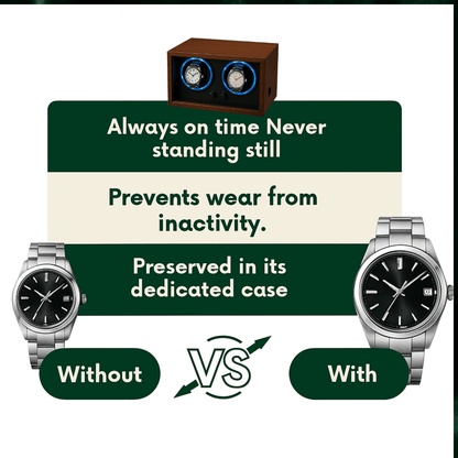 Wooden Dual Watch Winder with LED Light  | CHRONVAULT™