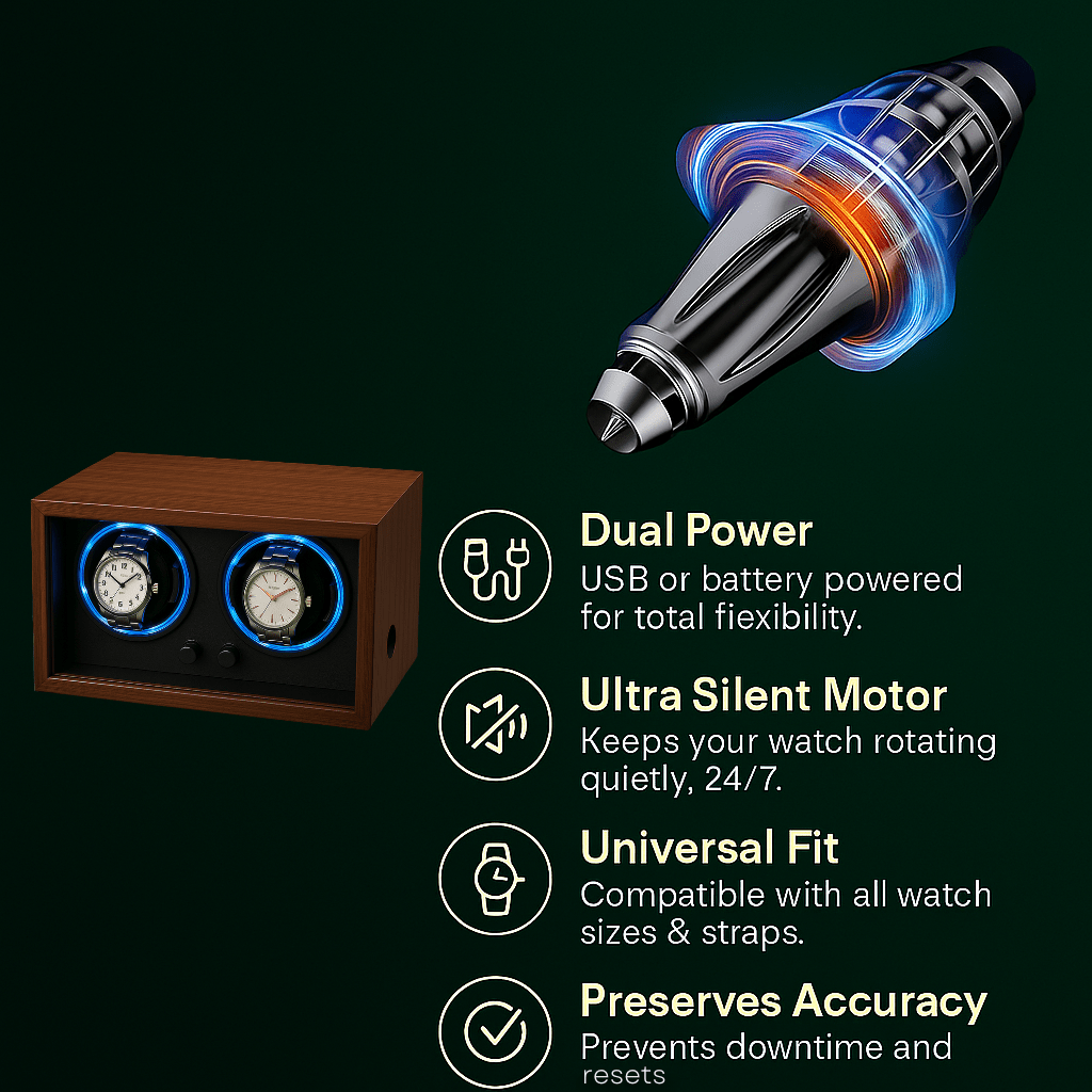 Wooden Dual Watch Winder with LED Light  | CHRONVAULT™