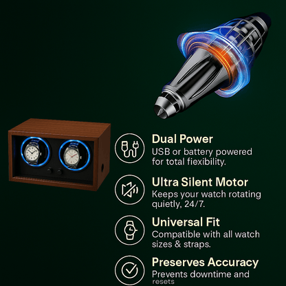 Wooden Dual Watch Winder with LED Light  | CHRONVAULT™