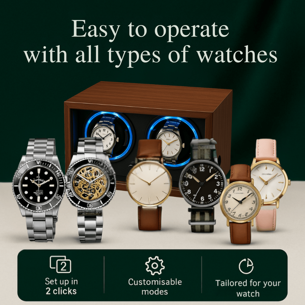 Wooden Dual Watch Winder with LED Light  | CHRONVAULT™