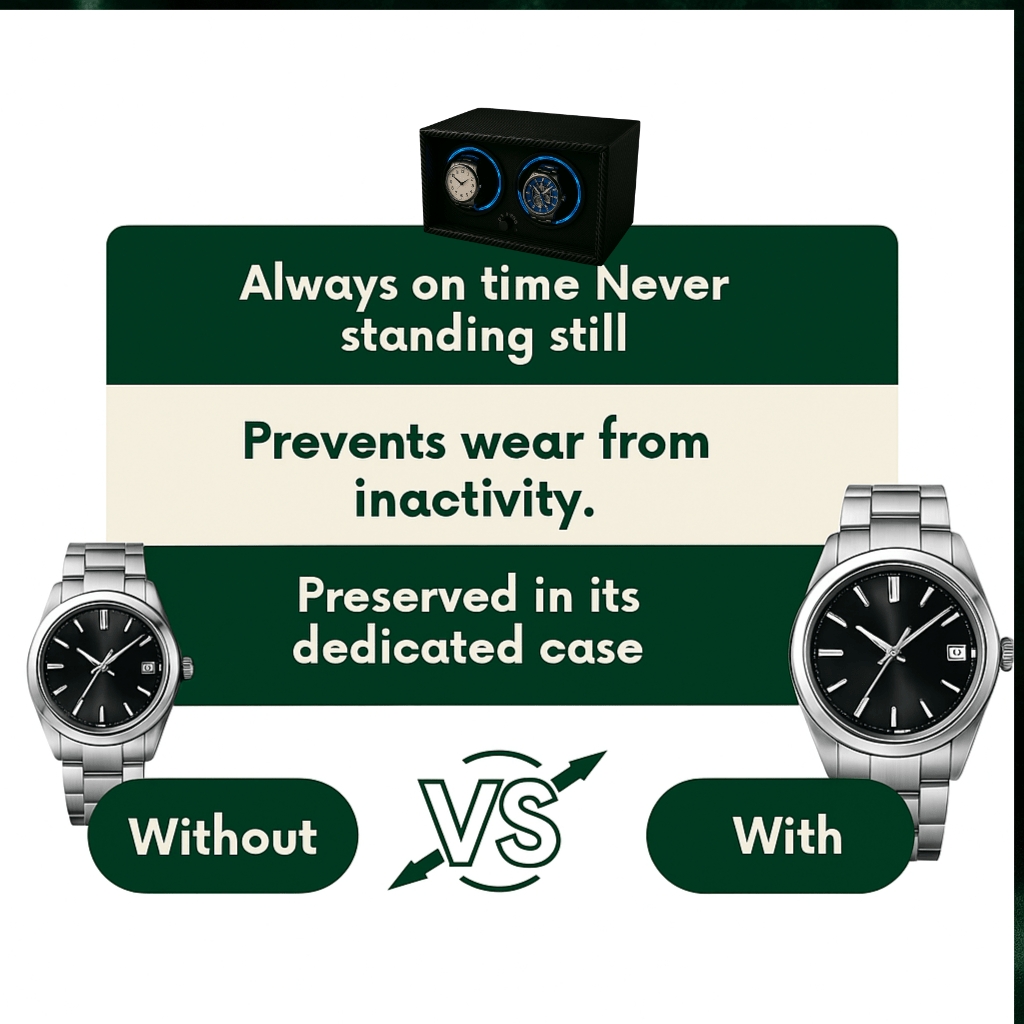 Wooden Watch Winder for two watches  – Silent Dual Motor  | CHRONVAULT™