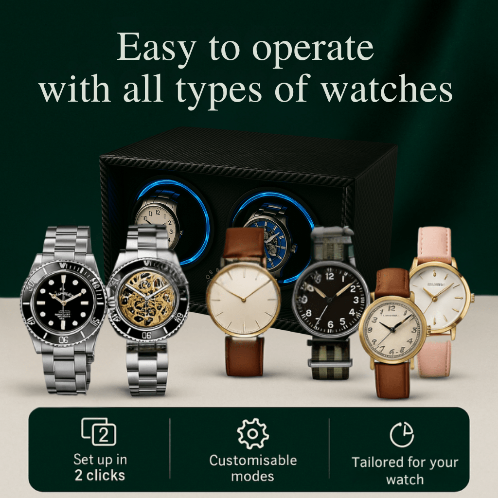 Wooden Watch Winder for two watches  – Silent Dual Motor  | CHRONVAULT™